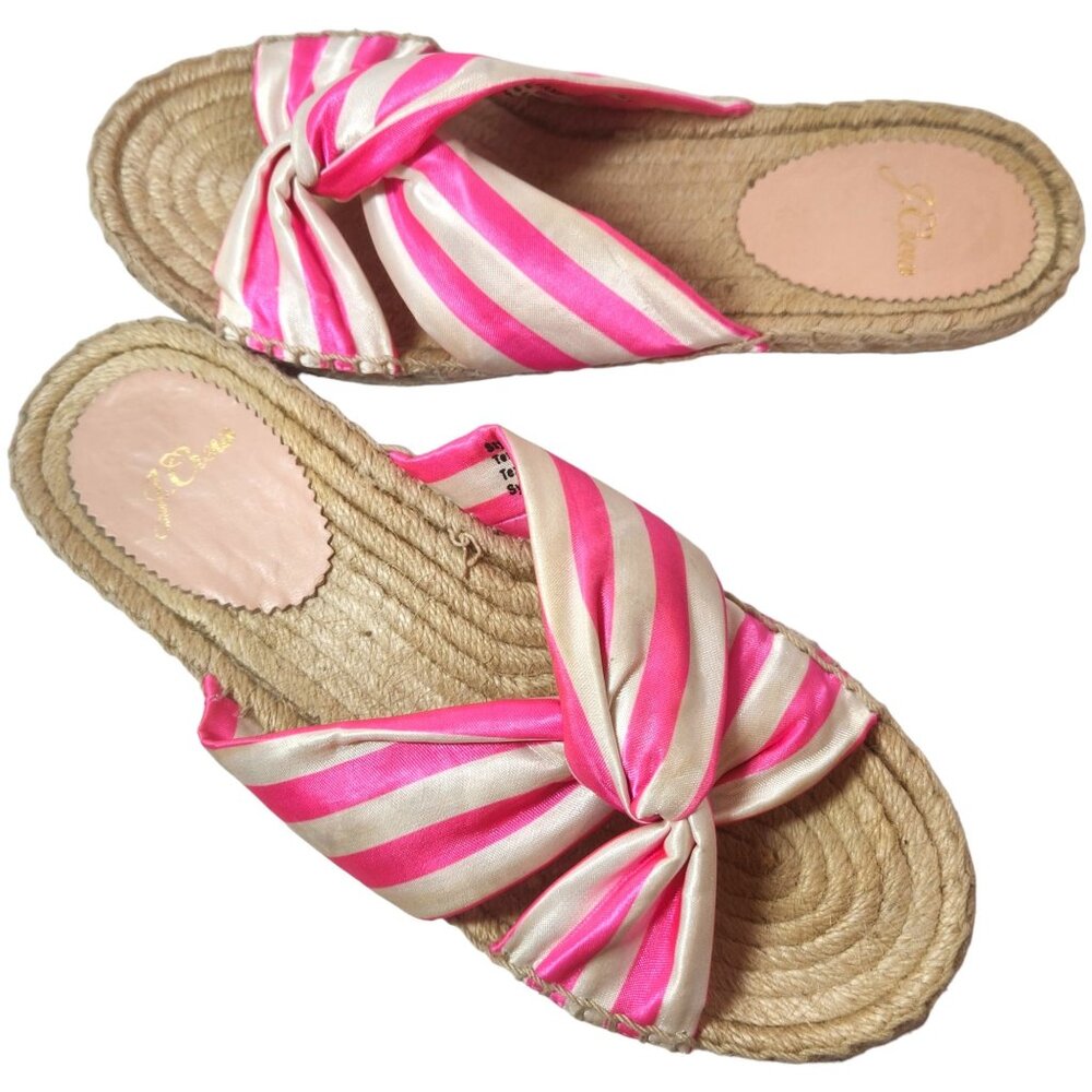 J Crew Twisted-Knot Espadrille Sandals in Pink Stripe Women's Size 7 $98 AN875
